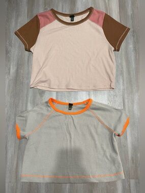 womens waffle knit crop top set 2 pack